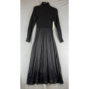 Anthropologie The Thea Twofer Sweater Dress: Scoop-Neck Size Small Black